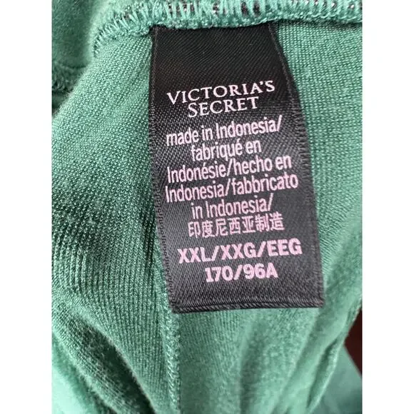Victoria's Secret Velour Tracksuit Set Full Zip Jogger & Hoodie Teal Green